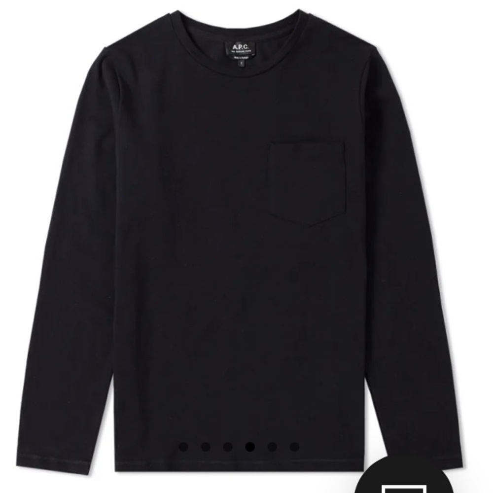 A.P.C. LONG SLEEVE JOE POCKET TEE Black Medium NWOT Elevated Basic Luxe Capsule